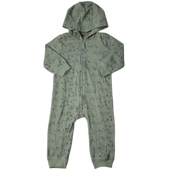 Infant baby 9M Carter’s green zip up jumpsuit - Picture 1 of 6